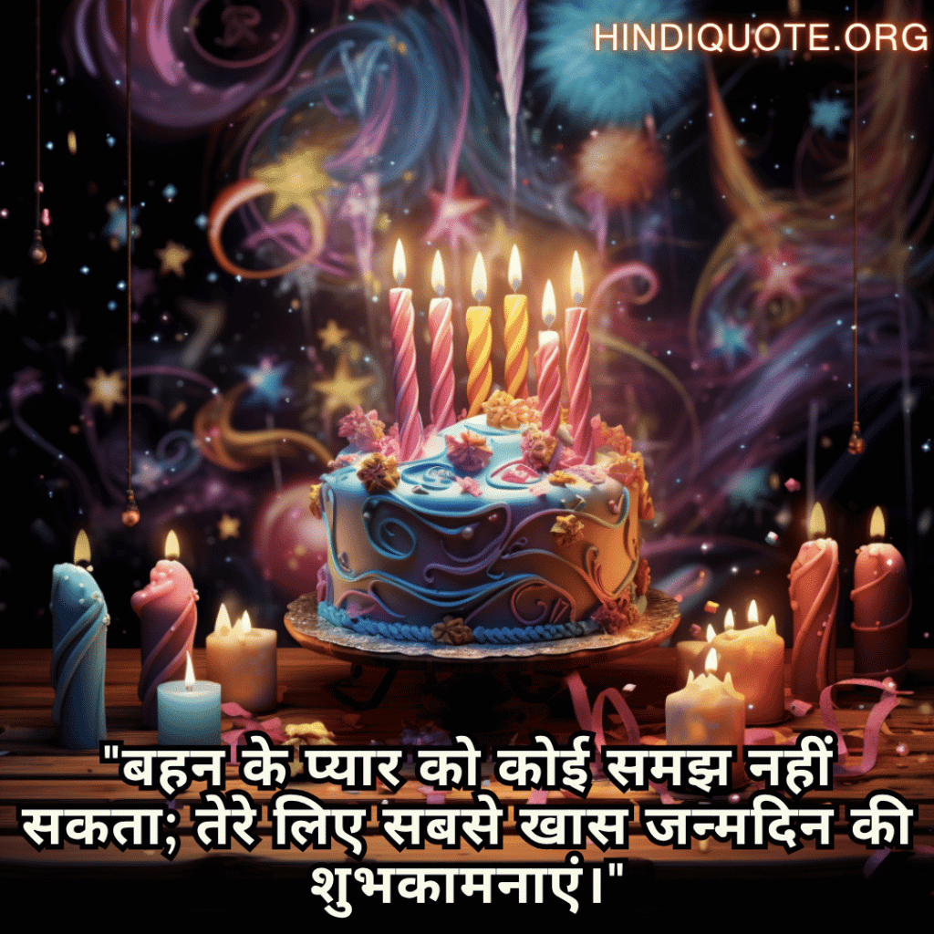 "बहन के प्यार को कोई समझ नहीं सकता; तेरे लिए सबसे खास जन्मदिन की शुभकामनाएं।"