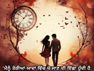 "ਮੈਨੂੰ ਤੇਰੀਆਂ ਯਾਦਾਂ ਵਿੱਚ ਖੋ ਜਾਣ ਦੀ ਇੱਛਾ ਹੁੰਦੀ ਹੈ; ਹਰ ਰੋਜ਼ ਤੇਰੇ ਜਹਾਨ ਵਿੱਚ ਰਹਿਣਾ ਮੇਰਾ ਸੁਪਨਾ ਹੁੰਦਾ ਹੈ।"