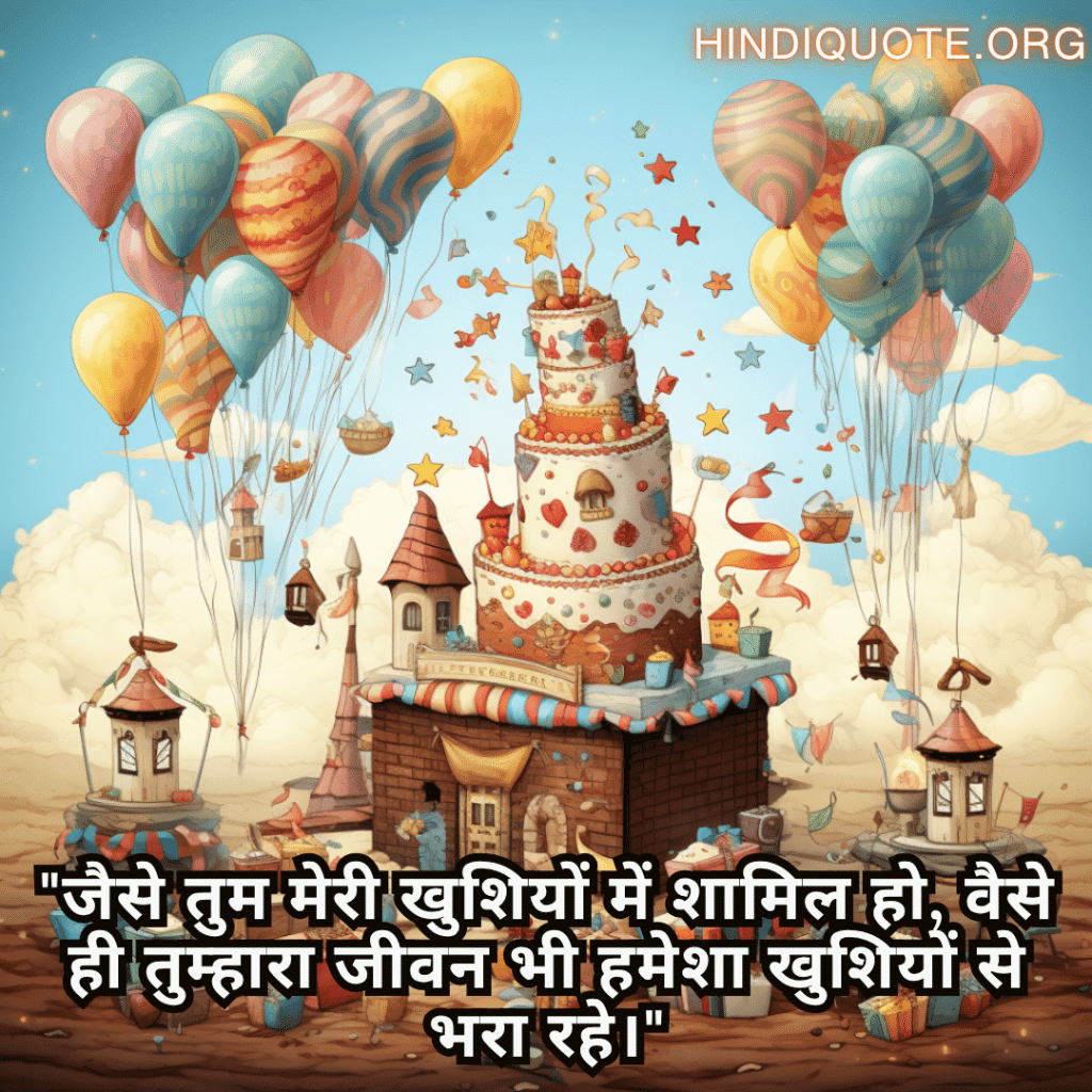 "जैसे तुम मेरी खुशियों में शामिल हो, वैसे ही तुम्हारा जीवन भी हमेशा खुशियों से भरा रहे।"