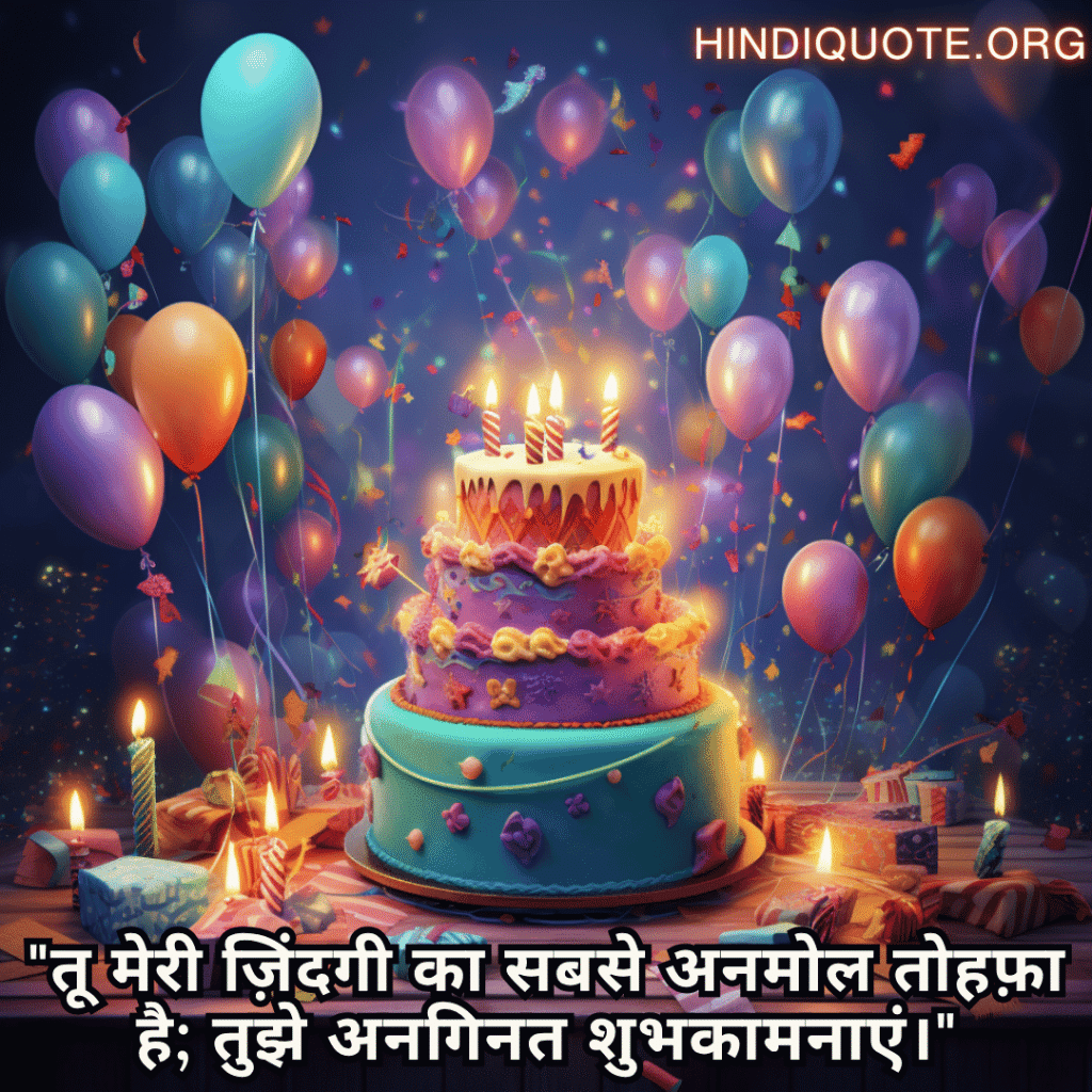 "तू मेरी ज़िंदगी का सबसे अनमोल तोहफ़ा है; तुझे अनगिनत शुभकामनाएं।"