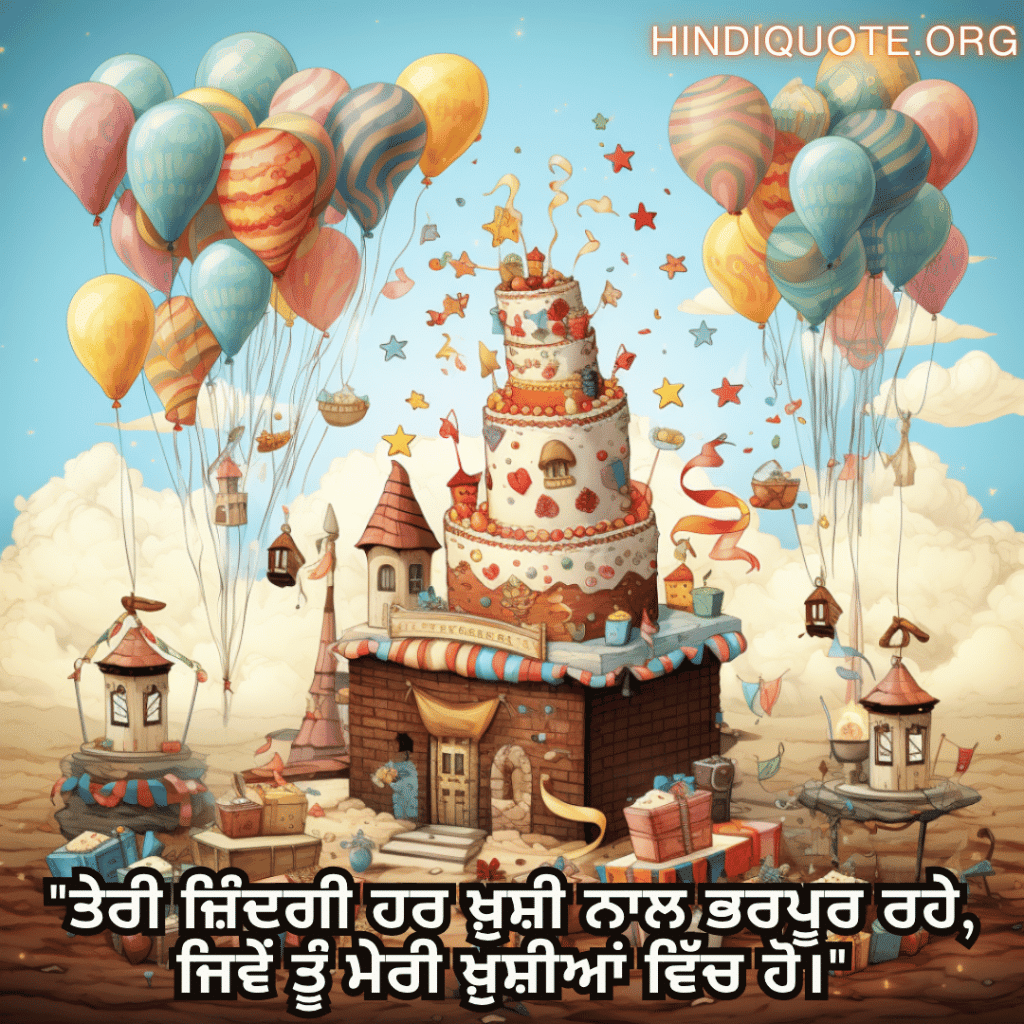 "ਤੇਰੀ ਜ਼ਿੰਦਗੀ ਹਰ ਖ਼ੁਸ਼ੀ ਨਾਲ ਭਰਪੂਰ ਰਹੇ, ਜਿਵੇਂ ਤੂੰ ਮੇਰੀ ਖ਼ੁਸ਼ੀਆਂ ਵਿੱਚ ਹੋ।"