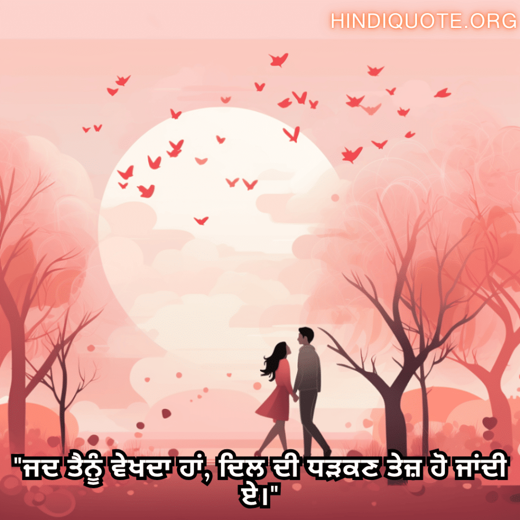 "ਜਦ ਤੈਨੂੰ ਵੇਖਦਾ ਹਾਂ, ਦਿਲ ਦੀ ਧੜਕਣ ਤੇਜ਼ ਹੋ ਜਾਂਦੀ ਏ।"