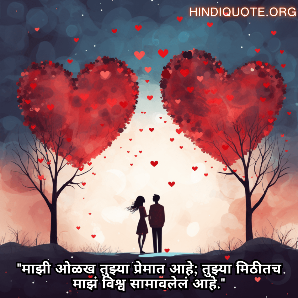 "माझी ओळख तुझ्या प्रेमात आहे; तुझ्या मिठीतच माझं विश्व सामावलेलं आहे."
