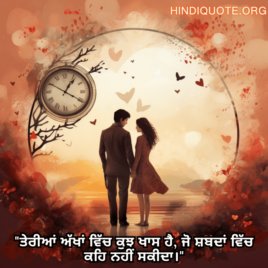 "ਤੇਰੀਆਂ ਅੱਖਾਂ ਵਿੱਚ ਕੁਝ ਖਾਸ ਹੈ, ਜੋ ਸ਼ਬਦਾਂ ਵਿੱਚ ਕਹਿ ਨਹੀਂ ਸਕੀਦਾ।"